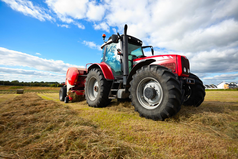 tractor cultivating a field